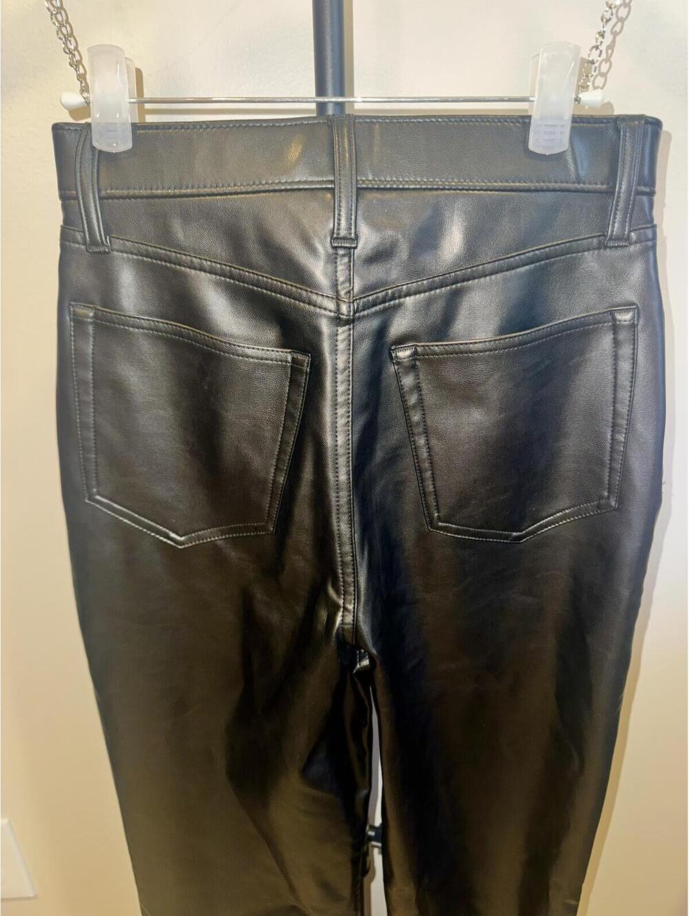 Abercrombie 90s Straight Faux Leather Pants 25 0 Black Ultra High Rise